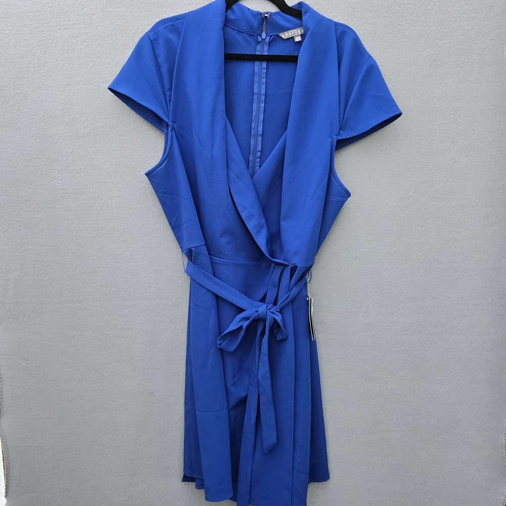 NWT Sharagano New York Cobalt Blue Women’s Wrap Dress with Tie Waist 20W